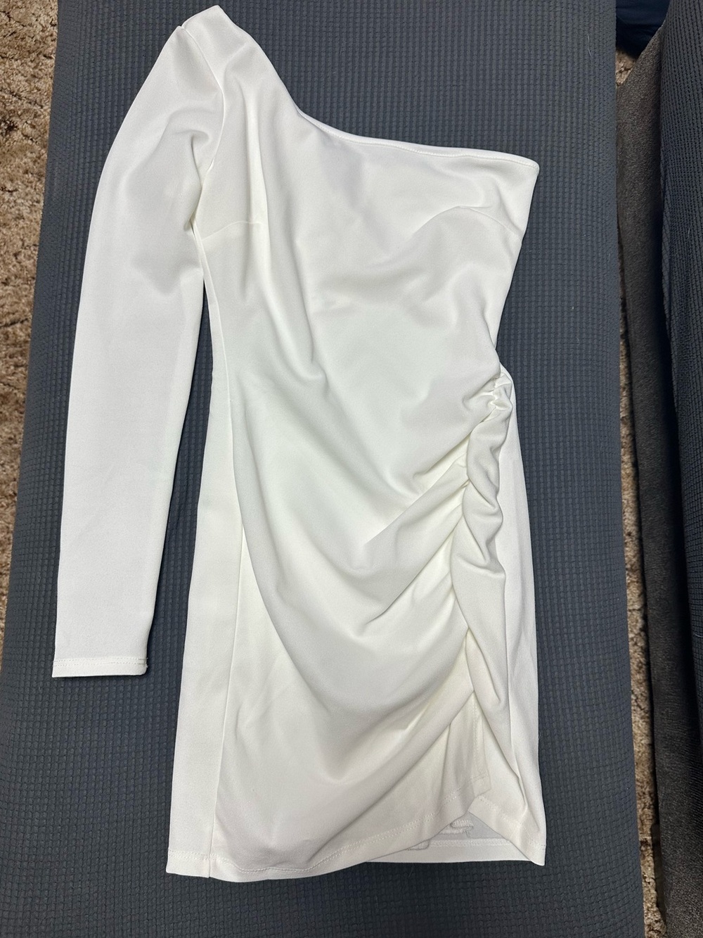 Windsor White One-Shoulder Ruched Mini Dress